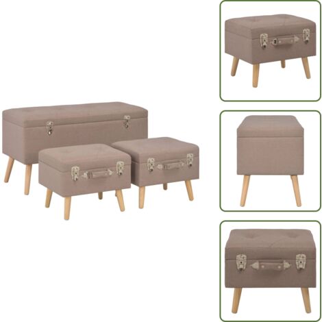 Sgabelli in legno - vidaXL Sgabelli con Contenitore 3 pz in Tessuto Marrone -