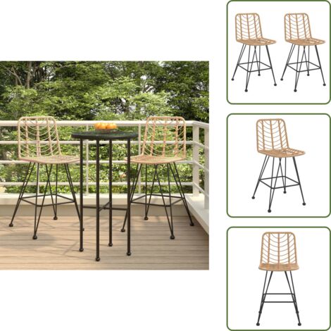Sgabelli in rattan - vidaXL Sgabelli da Bar 2 pz 45x56x103,5 cm Rattan PE e Acciaio - Sgabelli in acciaio