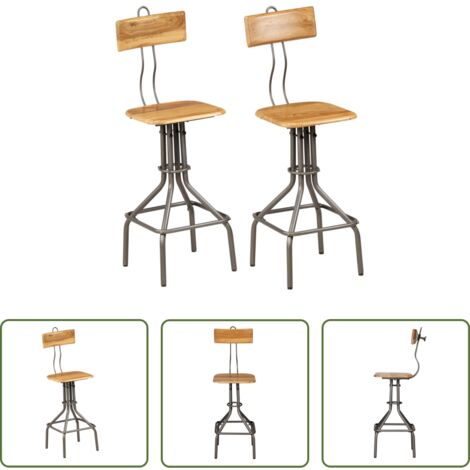 Sgabelli in teak -  Sgabelli da Bar 2 pz in Teak Massello di Recupero