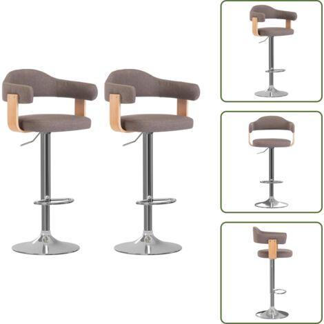 Sgabelli in tessuto - vidaXL Sgabelli da Bar 2 pz Grigio Talpa in Tessuto e Legno Curvo - Sgabelli ergonomici