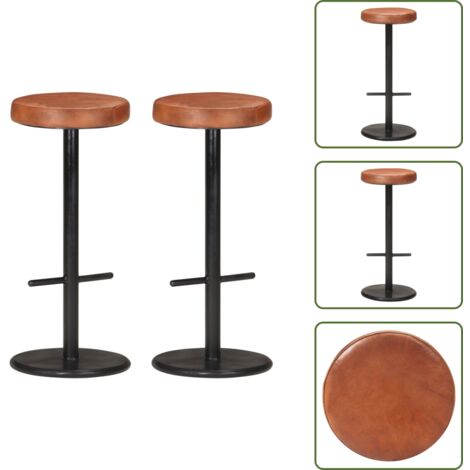Sgabelli per bar - vidaXL Sgabelli da Bar 2 pz Marroni in Vera Pelle - Sgabelli per ristorante