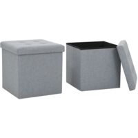 Sgabelli Pieghevoli 2 pz in Simil Lino 38x38x38cm Grigio Chiaro