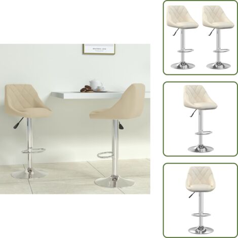 Sgabelli regolabili - vidaXL Sgabelli da Bar 2 pz Crema in Velluto - Sgabelli girevole