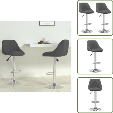 Sgabelli regolabili - vidaXL Sgabelli da Bar 2 pz Grigio Scuro in Velluto - Sgabelli girevoli