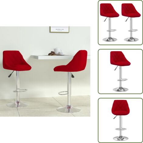 Sgabelli regolabili - vidaXL Sgabelli da Bar 2 pz Rosso Vino in Velluto - Sgabelli girevoli