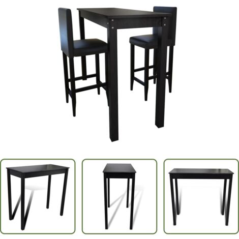 Sgabelli -  Set Tavolino da Bar con 2 Sgabelli Neri