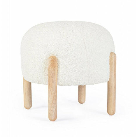 Sgabello Ø 45x38 cm Dalia in Bouclè Bianco