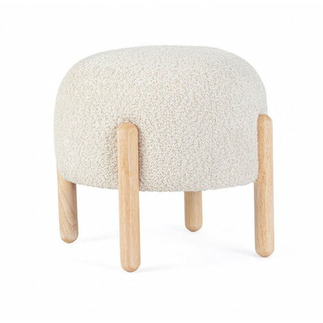 Sgabello Ø 45x38 cm Dalia in Bouclè Naturale