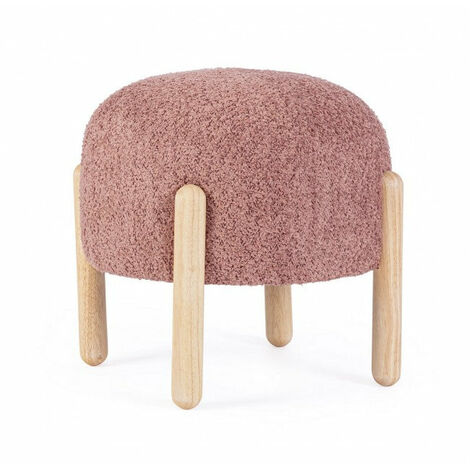 Pouf In Velluto Rosa Cipria | Base Dorata | 35x35x42 Cm | Portata 150 Kg | Sgabello O Poggiapiedi