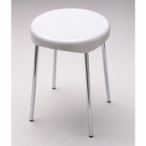 Sgabello bianco con gambe in legno - Lelia