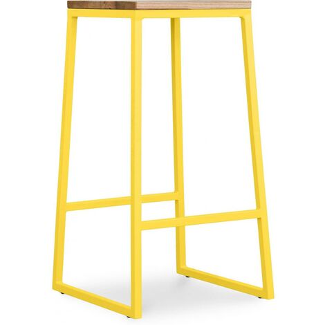 Sgabello ad bar Big Boy Giallo - Legno, Acciaio, Metallo, Legno
