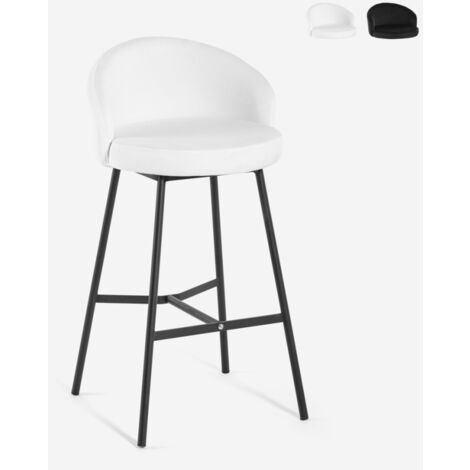 AHD AMAZING HOME DESIGN Sgabello alto bar cucina design moderno velluto metallo nero Cincinnati Colore: Nero