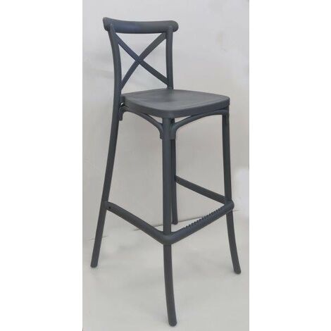 SGABELLO ALTO CON SCHIENALE GRIGIO MOD. DALIA