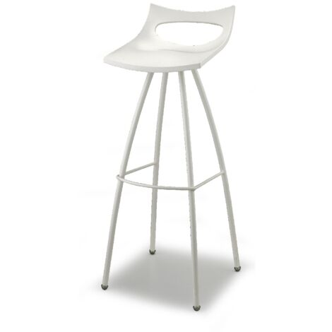 Sgabello Alto H82 da Penisola Cucina o Bar BIANCO LINO seduta h65  S-C-A-B- in tecnopolimero ultra resistente Design Italiano Alta Qualità