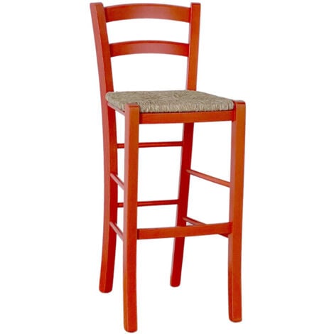 Sgabello Alto in Legno arancione h 73 cm Stile Rustico per Casa e Bar