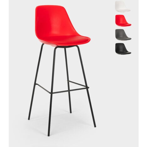 SUPERSTOOL Sgabello alto in metallo per bar cucina con cuscino design moderno Willis Colore: Nero