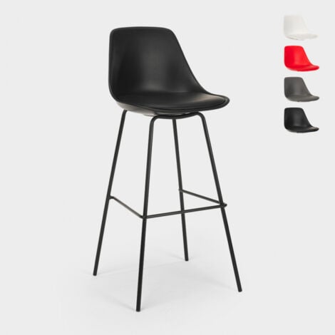 SUPERSTOOL Sgabello alto in metallo per bar cucina con cuscino design moderno Willis - Nero