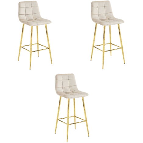 Sgabello ARCETO - velluto beige / gambe dorate x 3