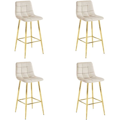 Sgabello ARCETO - velluto beige / gambe dorate x 4