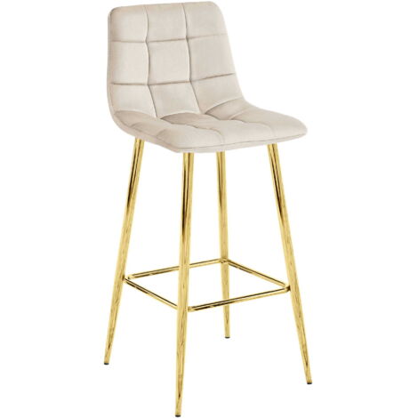 Sgabello ARCETO - velluto beige / gambe ORO x 1