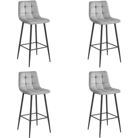 Sgabello ARCETO - velluto grigio argento / gambe nere x 4