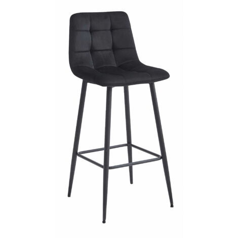 Sgabello ARCETO - velluto nero / gambe nere x 1
