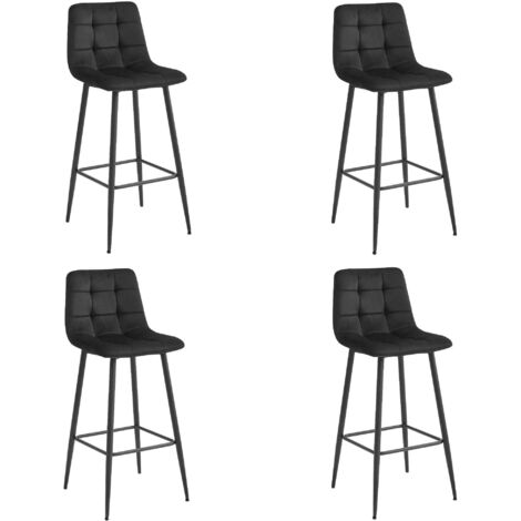 Sgabello ARCETO - velluto nero / gambe nere x 4
