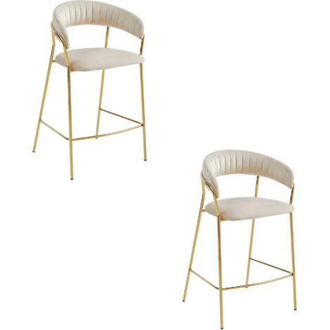 Sgabello BADIA - velluto beige / gambe dorate x 2