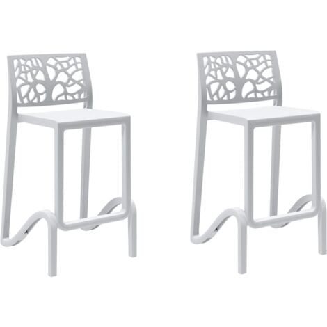 Sgabello bar alto H. seduta 65 cm con schienale TETI Bianco set 2 pezzi