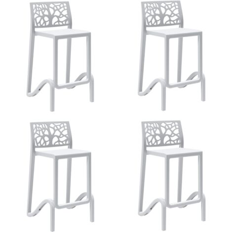 Sgabello bar alto H. seduta 65 cm con schienale TETI Bianco set 4 pezzi