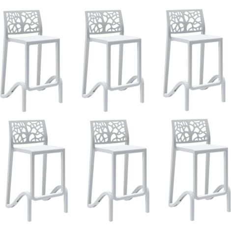 Sgabello bar alto H. seduta 65 cm con schienale TETI Bianco set 6 pezzi