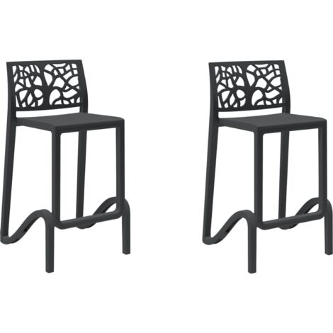 Sgabello bar alto H. seduta 65 cm con schienale TETI Nero set 2 pezzi