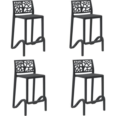 Sgabello bar alto H. seduta 65 cm con schienale TETI Nero set 4 pezzi