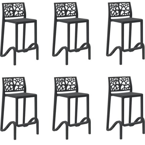 Sgabello bar alto H. seduta 65 cm con schienale TETI Nero set 6 pezzi