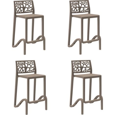 Sgabello bar alto H. seduta 65 cm con schienale TETI Tortora set 4 pezzi