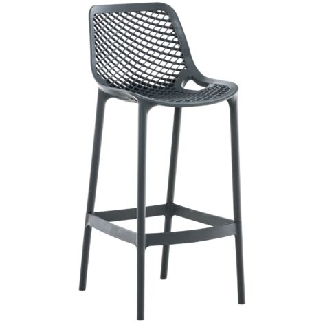 Sgabello bar con poggiapiedi design moderno in plastica grigio scuro da interno o esterno 100000038