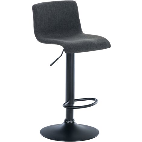 Sgabello bar con poggiapiedi girevole schienale curvo in tessuto grigio scuro e metallo nero 100004961