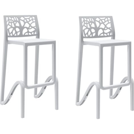 Sgabello bar impilabile alto H. seduta 75 cm TETI Bianco set 2 pezzi