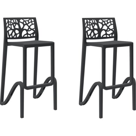 Sgabello bar impilabile alto H. seduta 75 cm TETI Nero set 2 pezzi