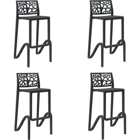 Sgabello bar impilabile alto H. seduta 75 cm TETI Nero set 4 pezzi
