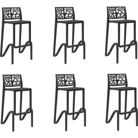 Sgabello bar impilabile alto H. seduta 75 cm TETI Nero set 6 pezzi