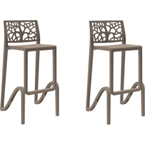 Sgabello bar impilabile alto H. seduta 75 cm TETI Tortora set 2 pezzi