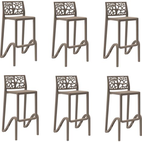 Sgabello bar impilabile alto H. seduta 75 cm TETI Tortora set 6 pezzi