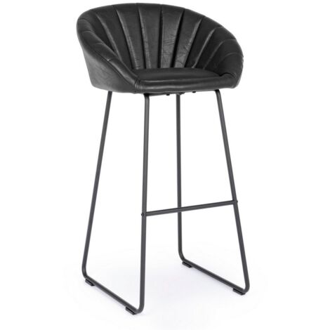 Sgabello bar in ecopelle vintage nero Jacky Bizzotto