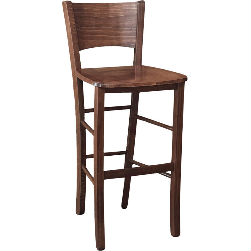 Sgabello Bar Lucy In Legno Noce Scuro H 73 Con Seduta Massello