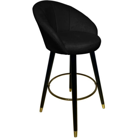 Sgabello Bar Prague Nero 55x56x104 cm Legno e Spugna Nero e Oro