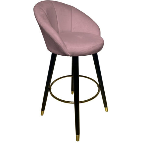 Sgabello Bar Prague Rosa 55x56x104 cm Legno e Spugna Rosa Nero e Oro