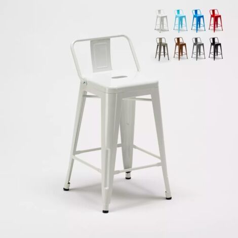 Sgabello Tolix Industrial con schienale in metallo bar cucina Steel Top