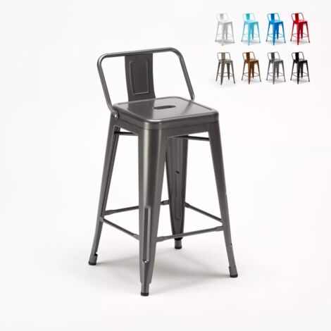 Sgabello Tolix Industrial con schienale in metallo bar cucina Steel Top