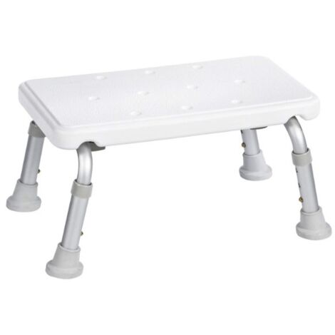 Sgabello basso, altezza regolabile (min. h.210, max h. 260 mm), telaio in alluminio anodizzato, seduta in polietilene SGR-RE